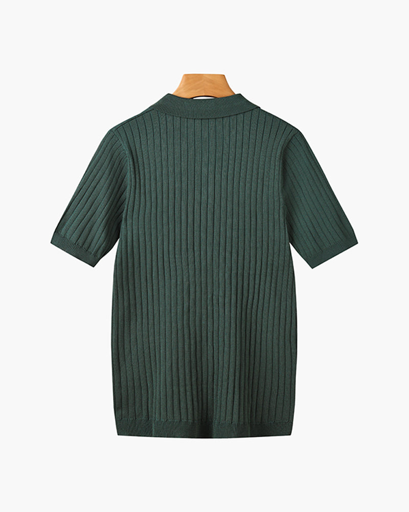 Marlow Ribbed Knit Cotton Polo – view 4