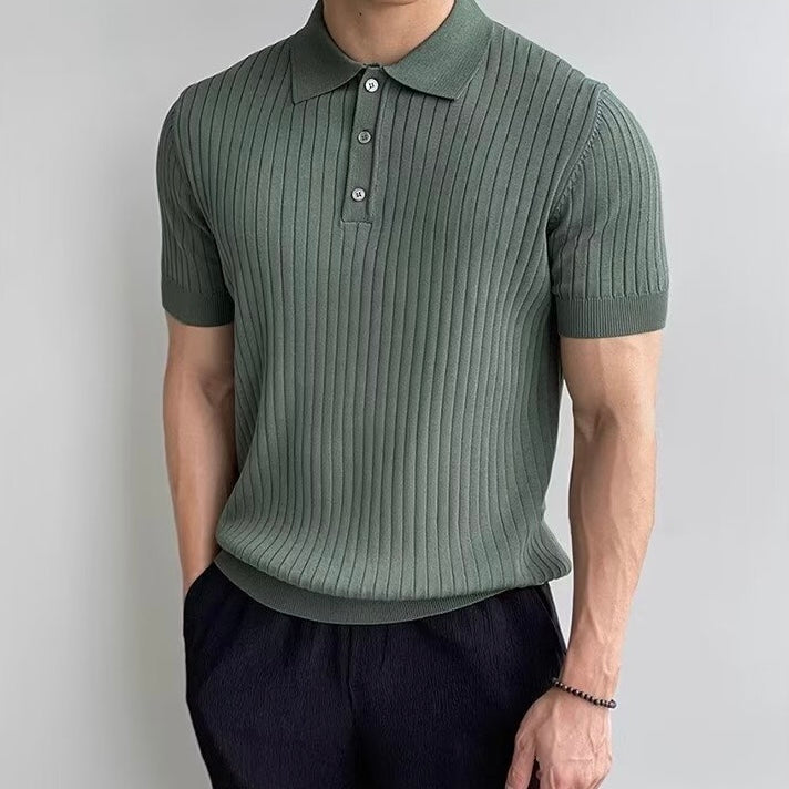 Marlow Ribbed Knit Cotton Polo – view 6