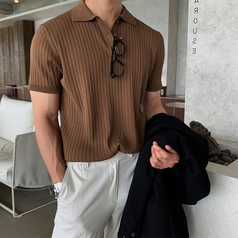 Marlow Ribbed Knit Cotton Polo – view 9