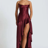 Nadine Draped Satin Maxi Dress – view 1