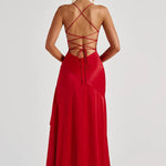 Nadine Draped Satin Maxi Dress – view 10