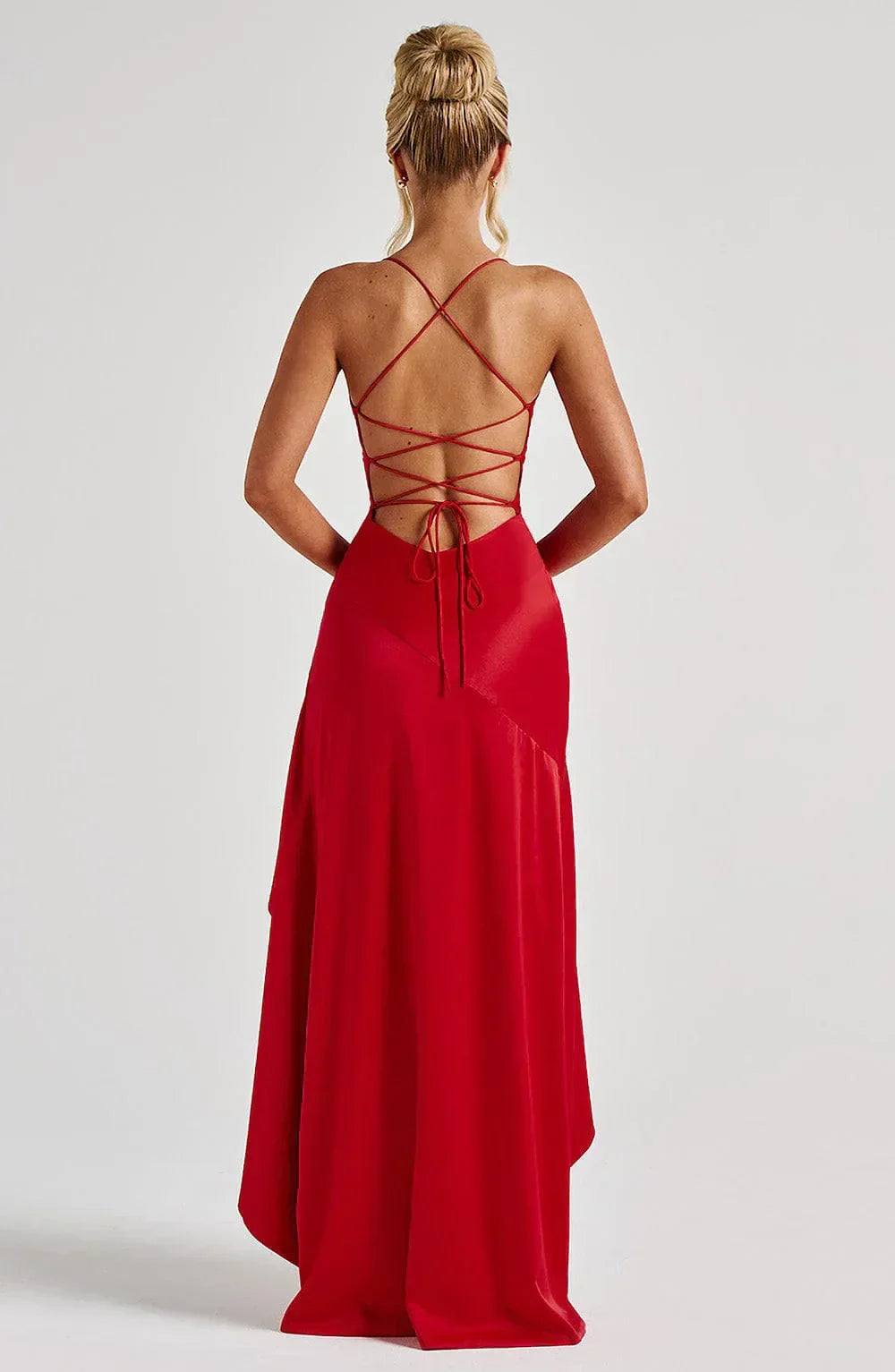 Nadine Draped Satin Maxi Dress – view 10