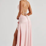 Nadine Draped Satin Maxi Dress – view 11