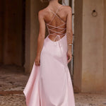 Nadine Draped Satin Maxi Dress – view 13