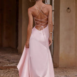 Nadine Draped Satin Maxi Dress – view 13