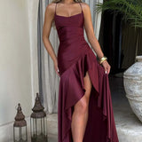 Nadine Draped Satin Maxi Dress – view 15