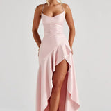 Nadine Draped Satin Maxi Dress – view 2