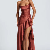 Nadine Draped Satin Maxi Dress – view 3