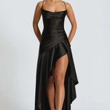 Nadine Draped Satin Maxi Dress – view 4