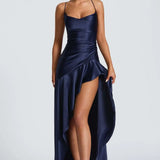 Nadine Draped Satin Maxi Dress – view 5