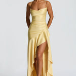 Nadine Draped Satin Maxi Dress – view 6