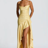 Nadine Draped Satin Maxi Dress – view 6