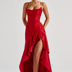 Nadine Draped Satin Maxi Dress – view 7