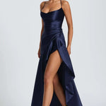 Nadine Draped Satin Maxi Dress – view 8