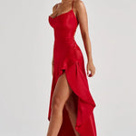 Nadine Draped Satin Maxi Dress – view 9