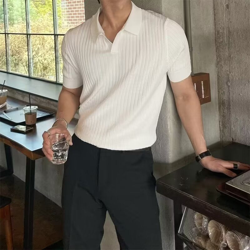 Newport Ribbed V-Neck Polo Shirt – view 2