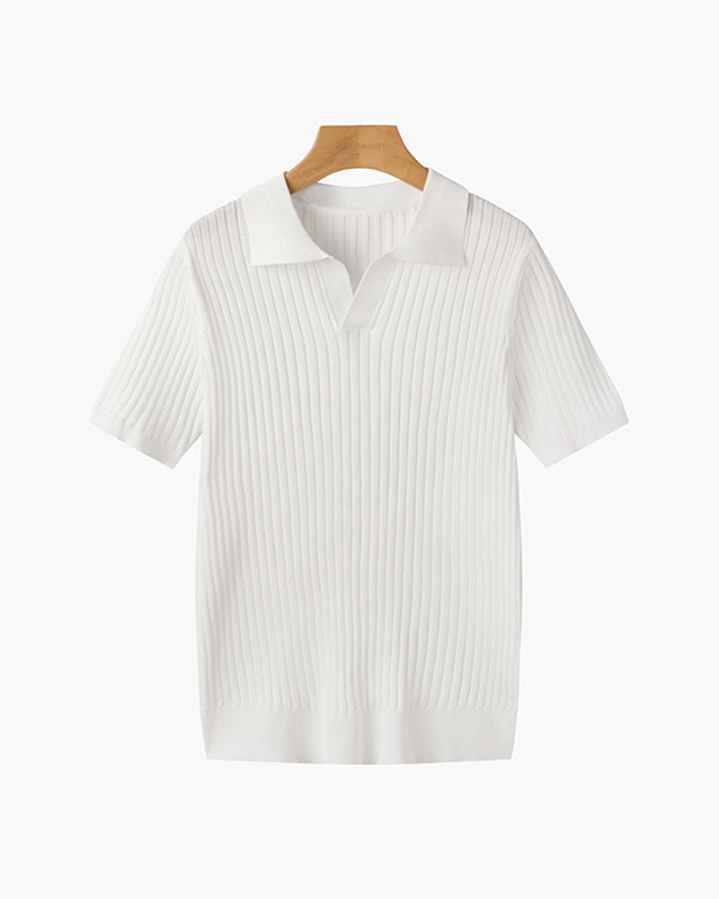 Newport Ribbed V-Neck Polo Shirt – view 3