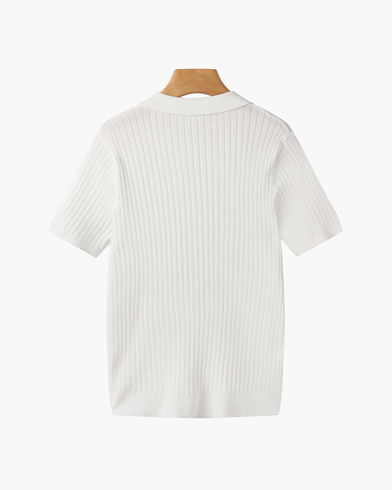 Newport Ribbed V-Neck Polo Shirt – view 4