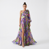 Noelle One-Shoulder Slit Maxi Dress – view 1