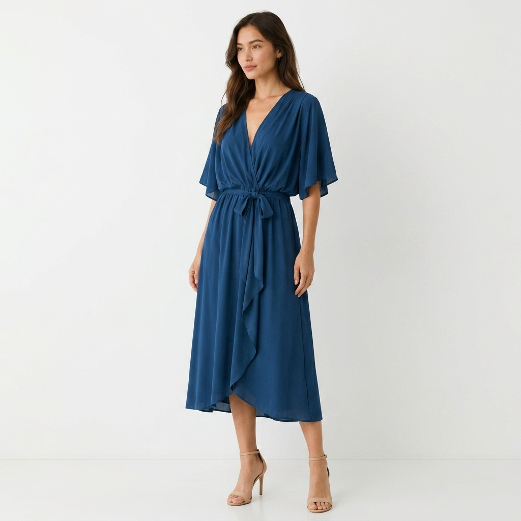 Octavia Wrap-Neck Tie-Waist Midi Dress – view 10