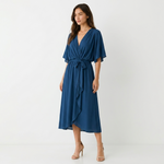 Octavia Wrap-Neck Tie-Waist Midi Dress – view 10