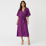 Octavia Wrap-Neck Tie-Waist Midi Dress – view 11