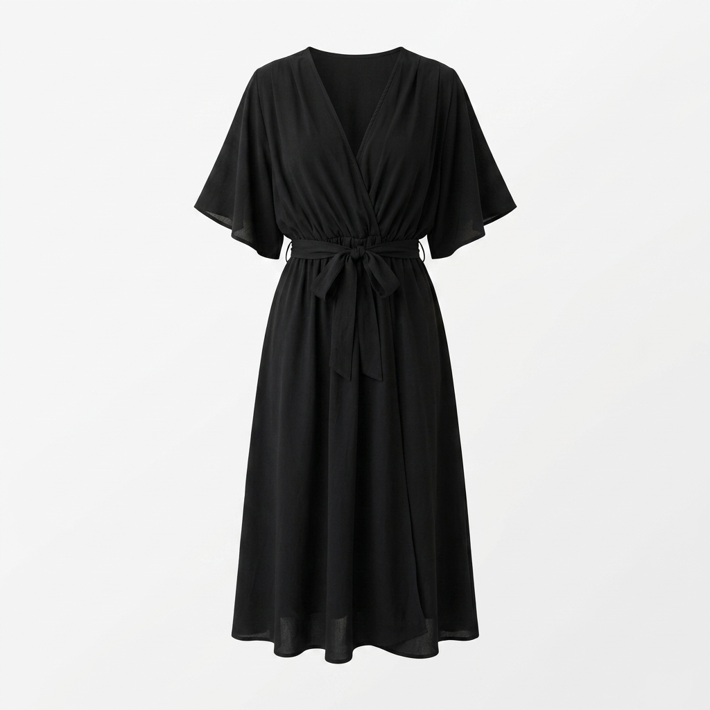 Octavia Wrap-Neck Tie-Waist Midi Dress – view 14