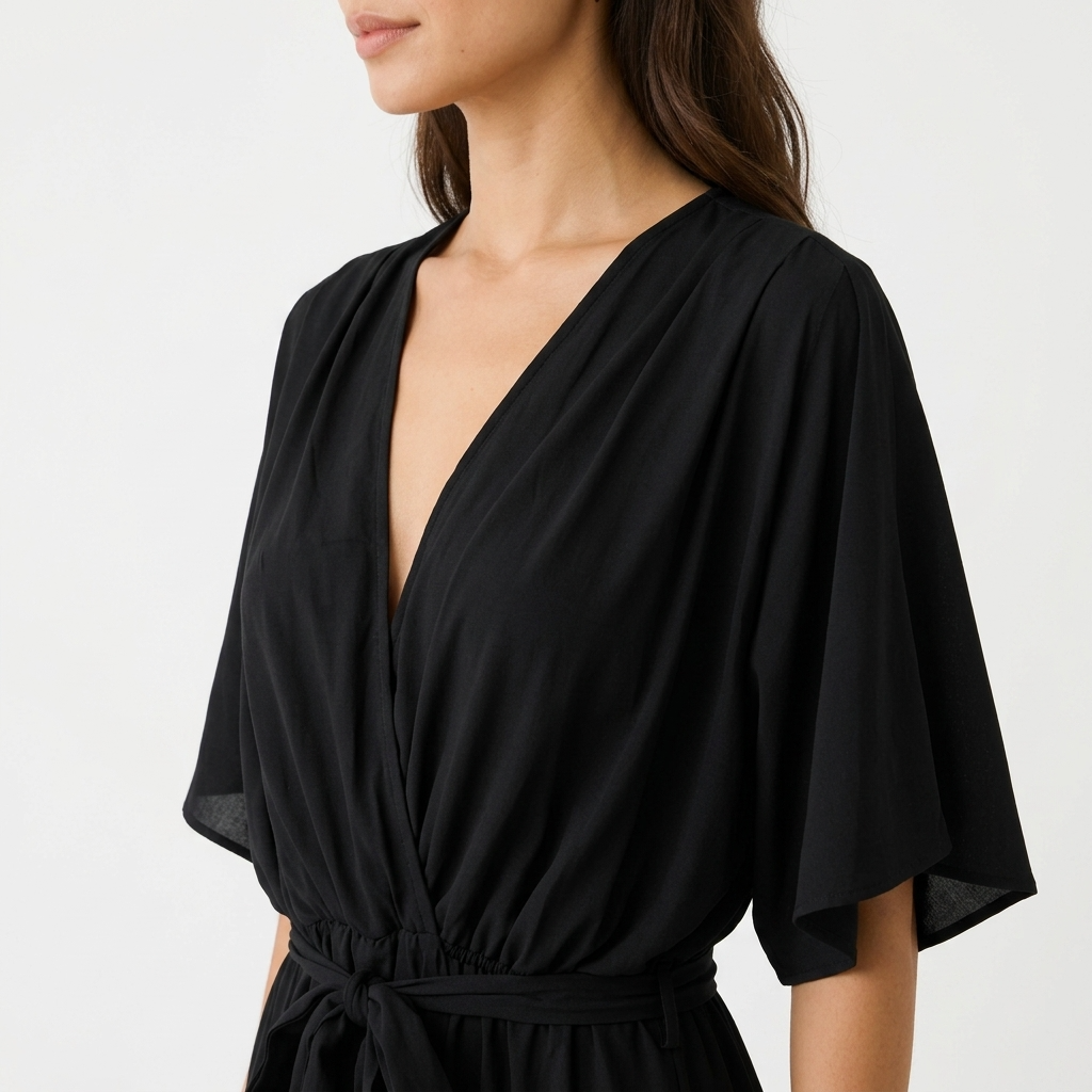Octavia Wrap-Neck Tie-Waist Midi Dress – view 4