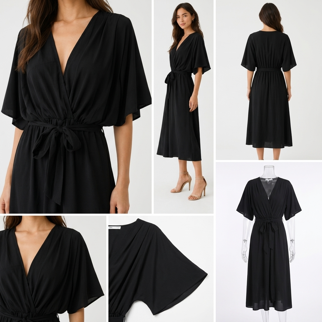 Octavia Wrap-Neck Tie-Waist Midi Dress – view 5