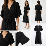 Octavia Wrap-Neck Tie-Waist Midi Dress – view 5