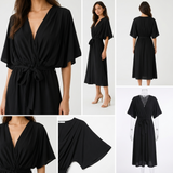 Octavia Wrap-Neck Tie-Waist Midi Dress – view 5