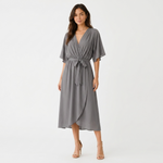 Octavia Wrap-Neck Tie-Waist Midi Dress – view 8