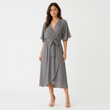 Octavia Wrap-Neck Tie-Waist Midi Dress – view 8
