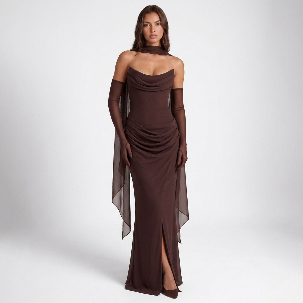Paloma Cowl Neck Draped Maxi Dress – view 12