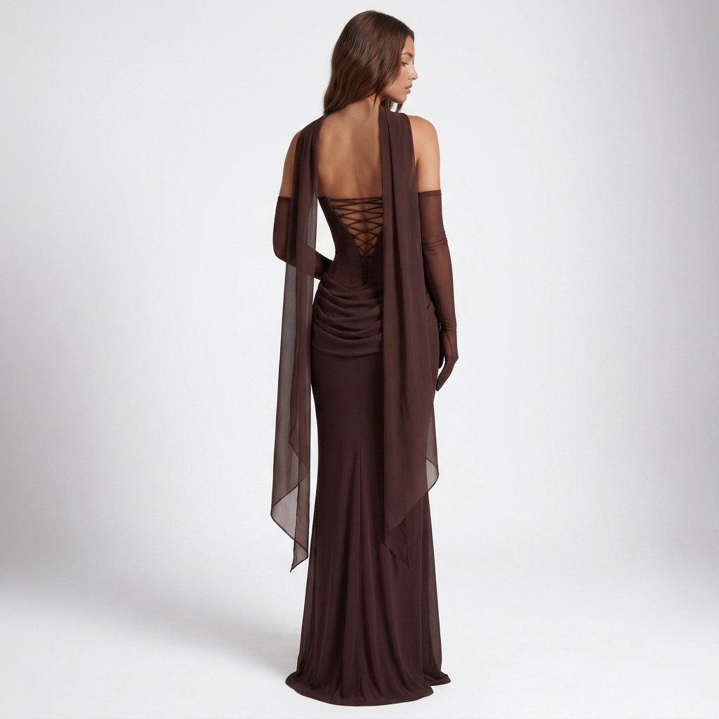 Paloma Cowl Neck Draped Maxi Dress – view 3