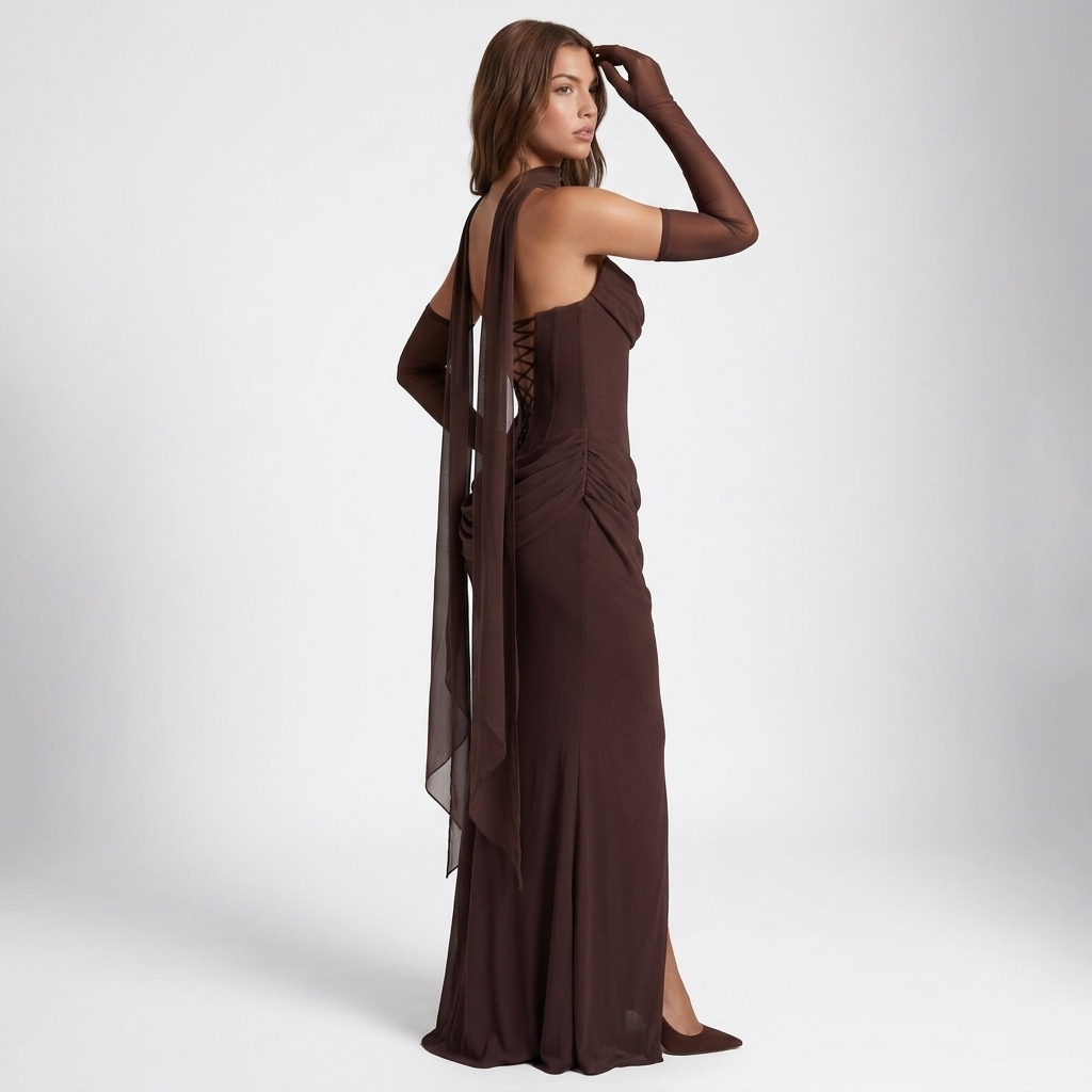 Paloma Cowl Neck Draped Maxi Dress – view 4