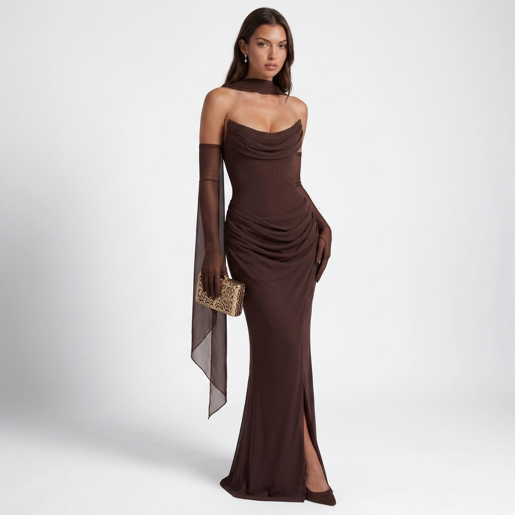 Paloma Cowl Neck Draped Maxi Dress – view 5