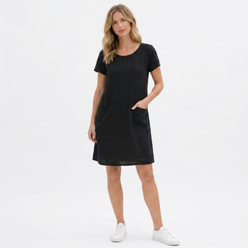 Phoebe Linen-Look Pocket Mini Dress – view 7