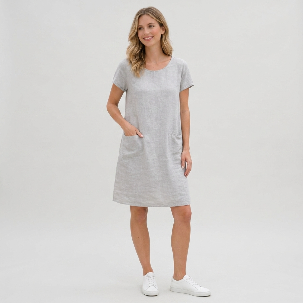 Phoebe Linen-Look Pocket Mini Dress – view 8