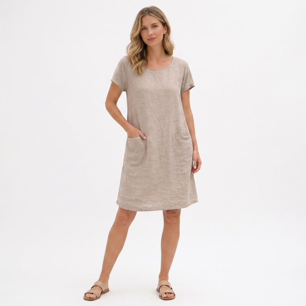 Phoebe Linen-Look Pocket Mini Dress – view 9