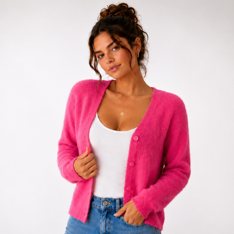 Priya Fluffy V-Neck Cardigan – view 1
