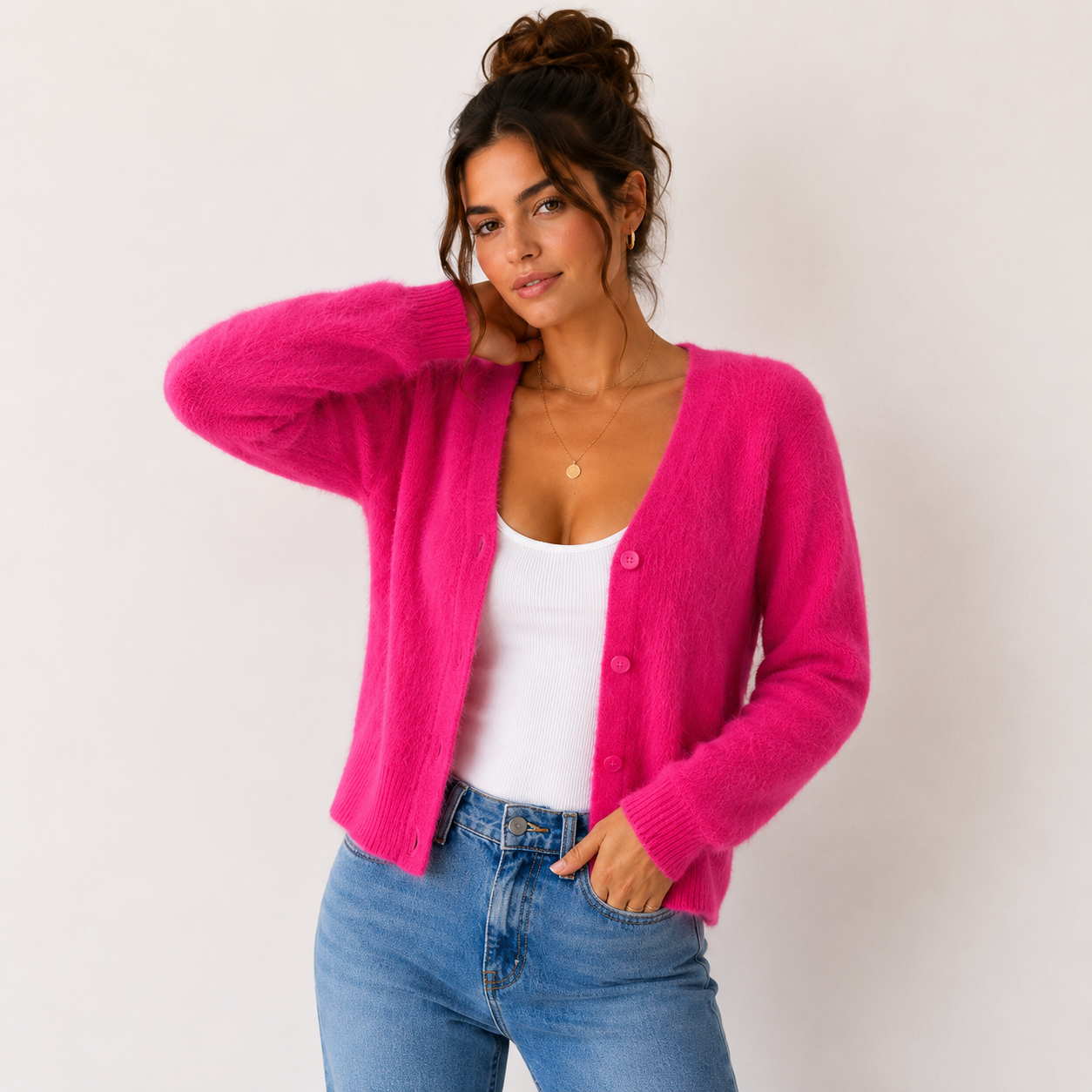 Priya Fluffy V-Neck Cardigan – view 11