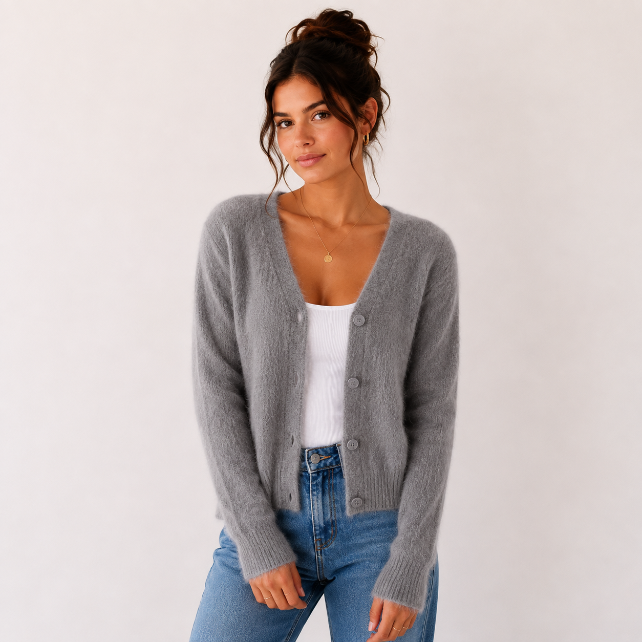 Priya Fluffy V-Neck Cardigan – view 12