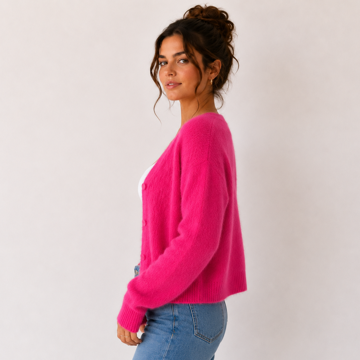 Priya Fluffy V-Neck Cardigan – view 4