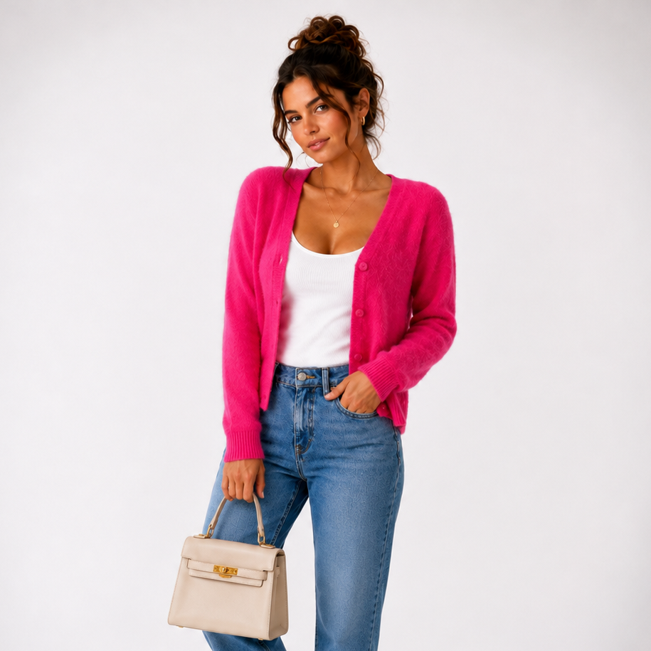 Priya Fluffy V-Neck Cardigan – view 5