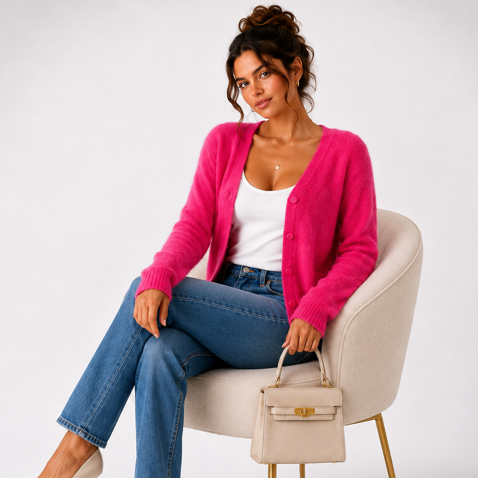 Priya Fluffy V-Neck Cardigan – view 8