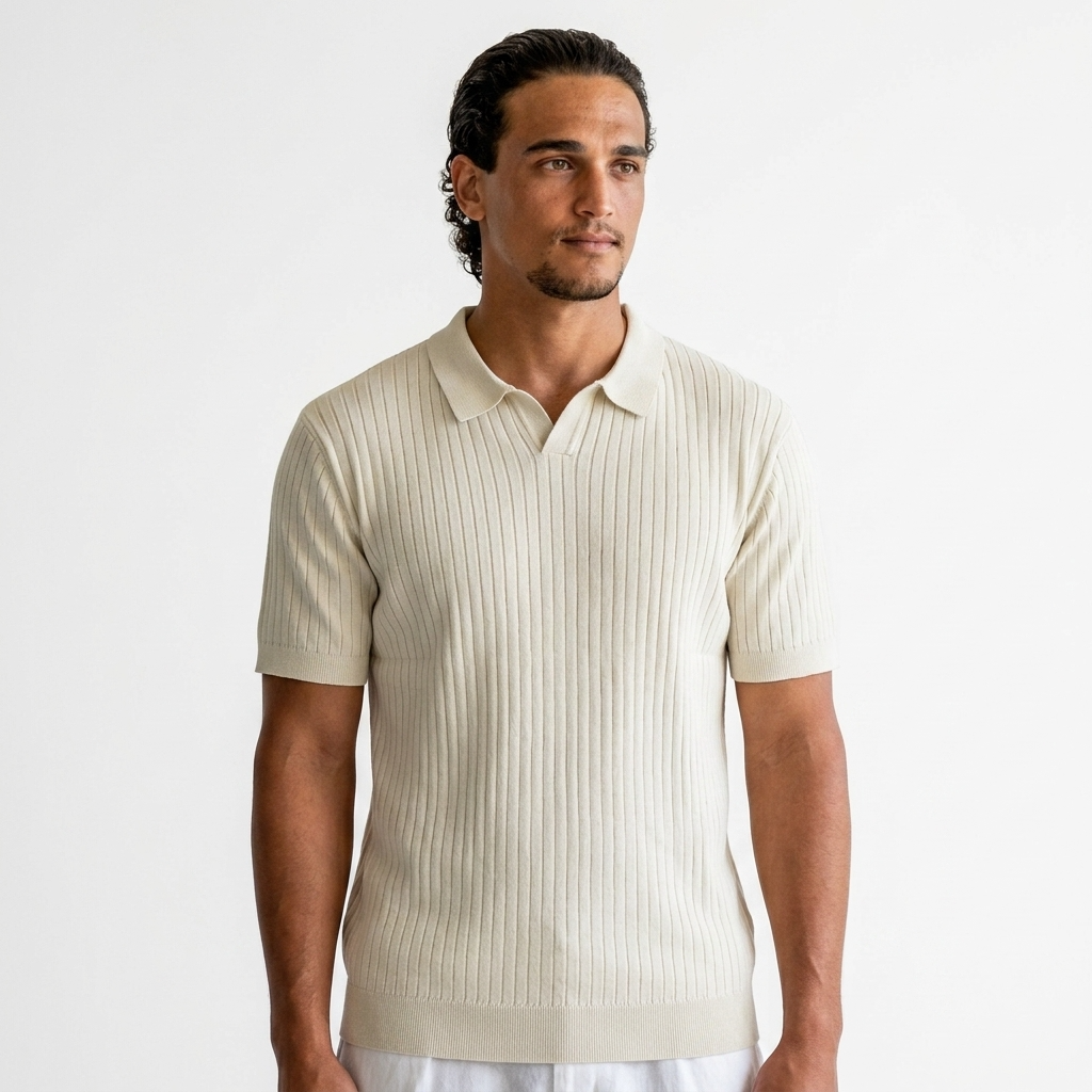 Quincy Ribbed Knit Polo Shirt – view 2