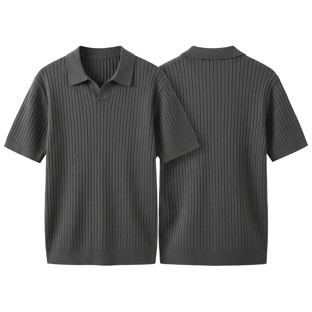 Quincy Ribbed Knit Polo Shirt – view 8