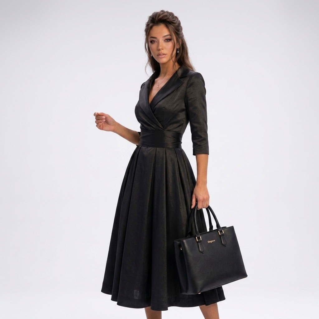 Romy Wrap Fit-and-Flare Midi Dress – view 5