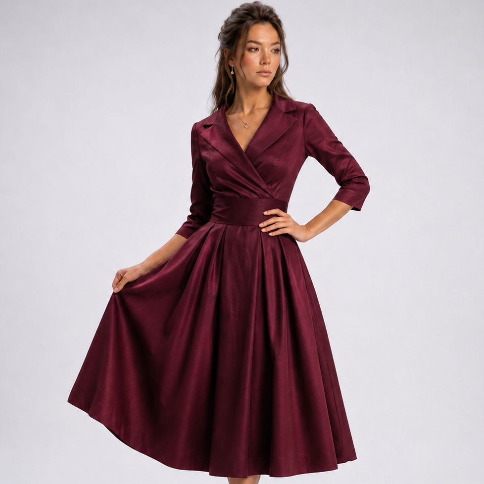 Romy Wrap Fit-and-Flare Midi Dress – view 9